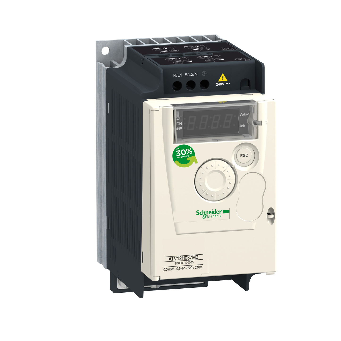 Schneider Electric-ATV12H037M2X-Altivar - Atv12 0.37kw 240v 1ph 0.5 hp radiateur tb