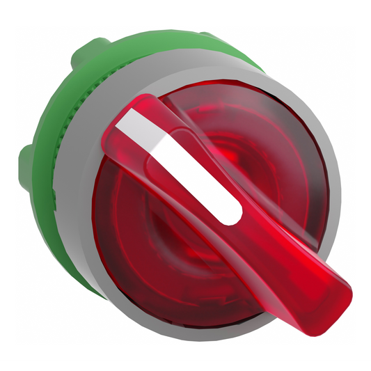 Schneider Electric-ZB5AK1443C0-Harmony XB5 - tête bouton tournant lum - Ø22 - col grise - 2 pos à rap. - rouge