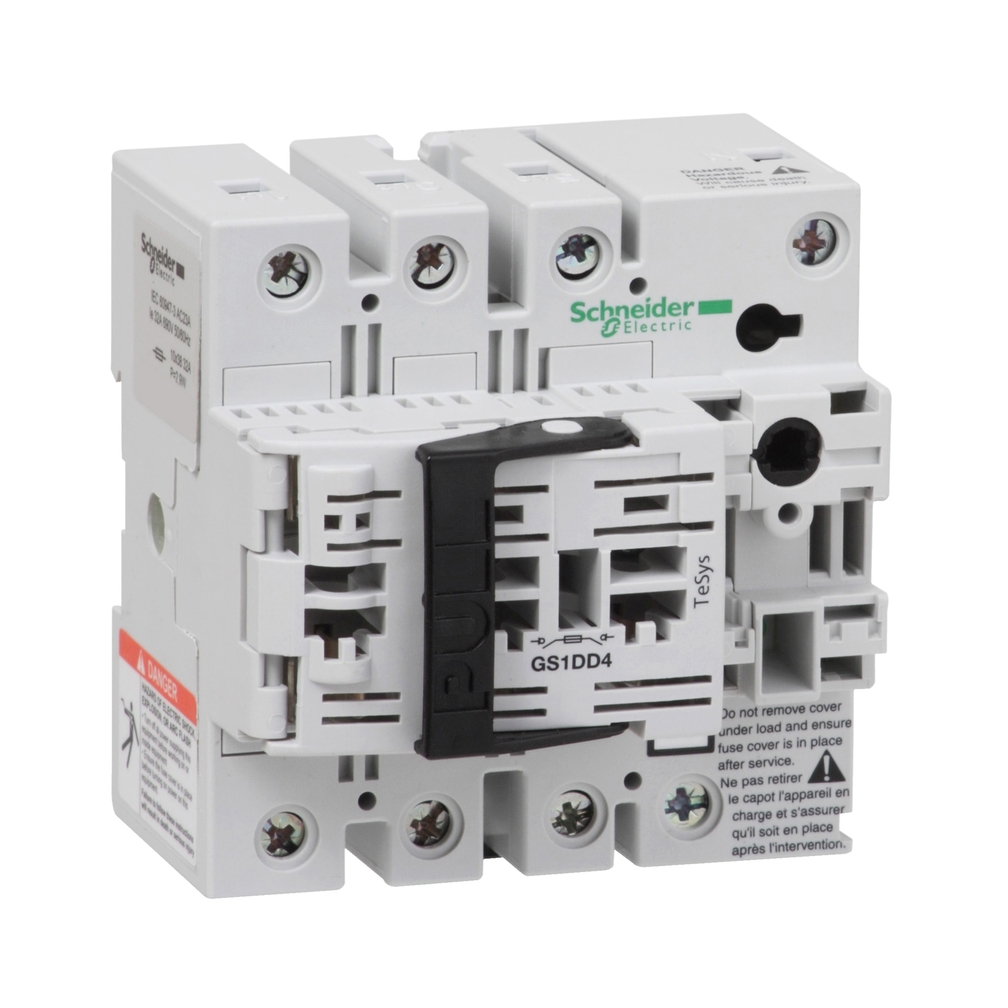 Schneider Electric-GS1DD4-TeSys GS1 - bloc de base interrupteur-sectionneur fusible - 3P+N 3F - NFC - 32A