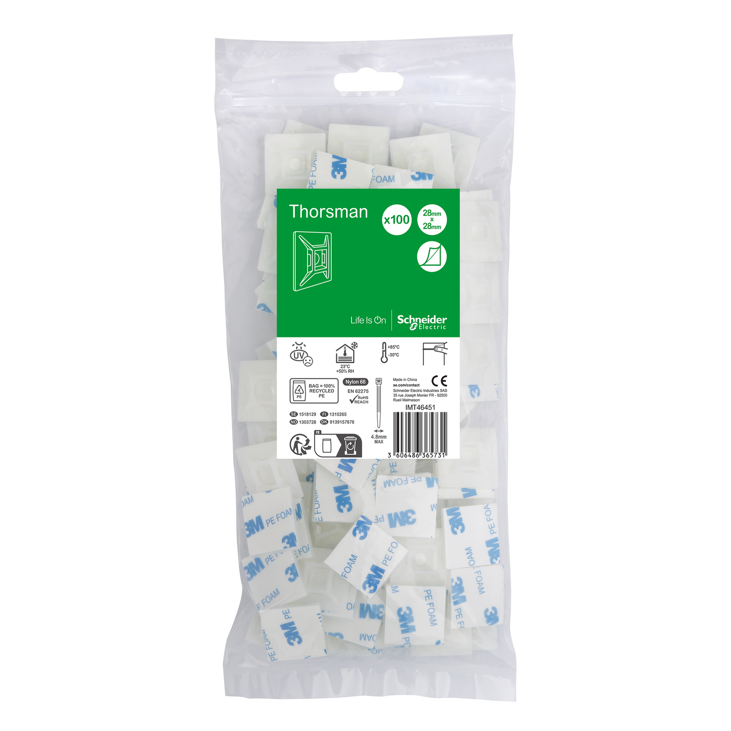 Schneider Electric-IMT46451-Thorsman embase adhésive max 4.8mm, 100p