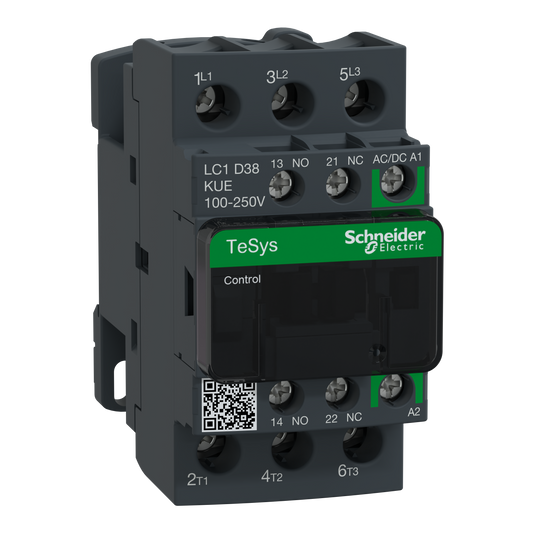 Schneider Electric-LC1D38KUE-TeSys D - contacteur - 3P(3 NO) - AC3 - <= 440V 38A - 100 à 250Vca-cc