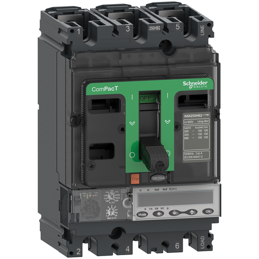 Schneider Electric-C10R35E100-ComPacT NSX100R - Disjoncteur - MicroLogic 5.2E 100A - 3P3D - 200kA - fixe