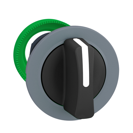 Schneider Electric-ZB5FD7C0-Harmony XB5 - tête bouton tournant - Ø22 - col flush grise - 3 pos à rap - noir