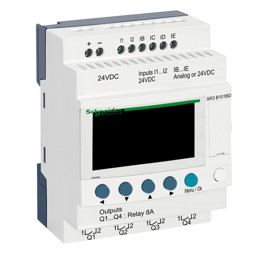 Schneider Electric-SR3B101BD-Zelio Logic - relais intelligent modul.- 10 E/S - 24Vcc - horloge - affichage