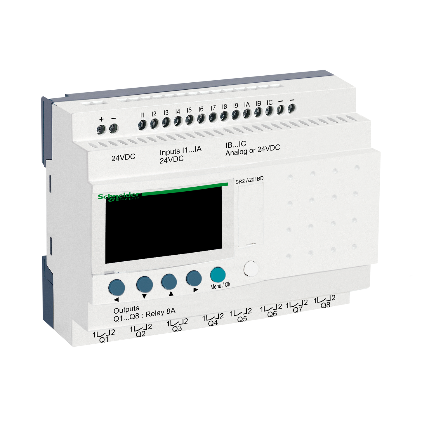 Schneider Electric-SR2A201BD-Zelio Logic - relais intelligent compact - 20 E/S 24Vcc - ss horloge - affichage