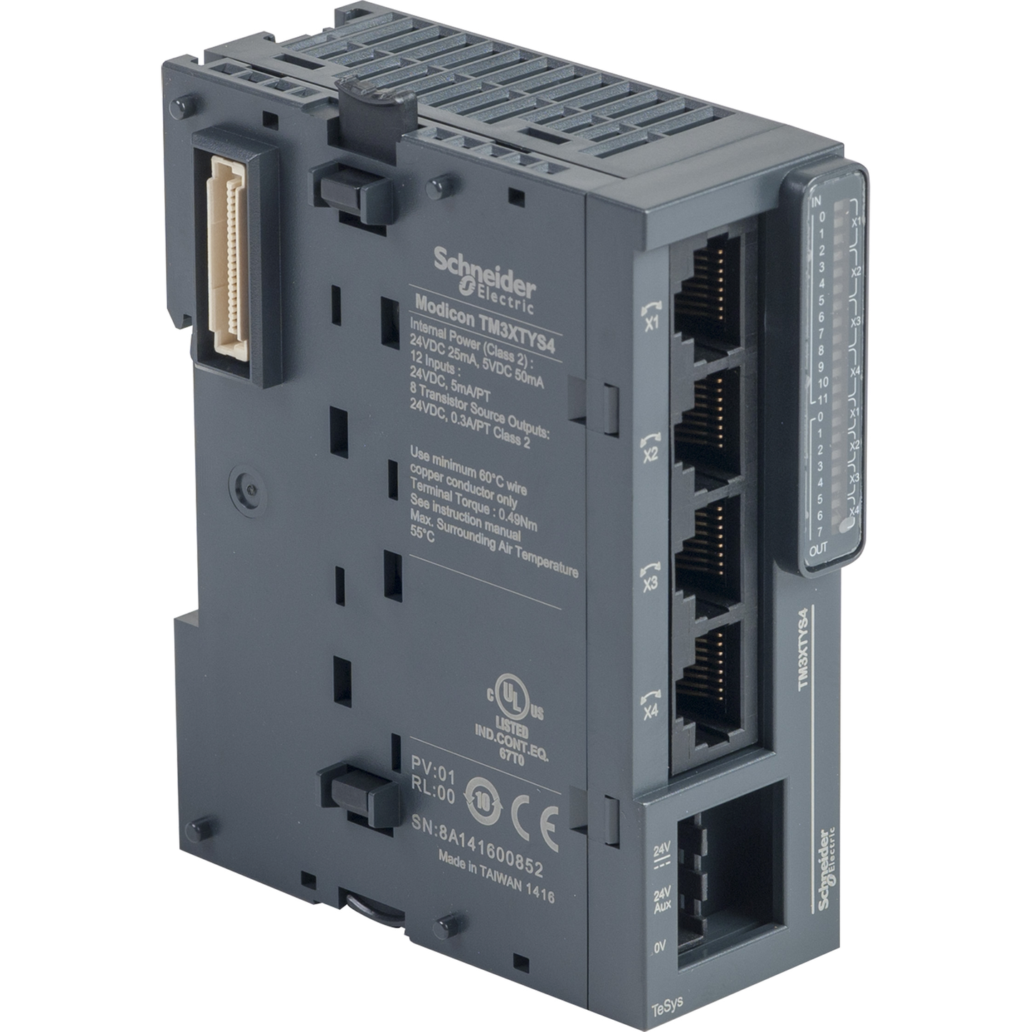 Schneider Electric-TM3XTYS4-Modicon TM3 - module pour contrôle de 4 départs-moteurs TeSys - 4xRJ45 - 24V CC