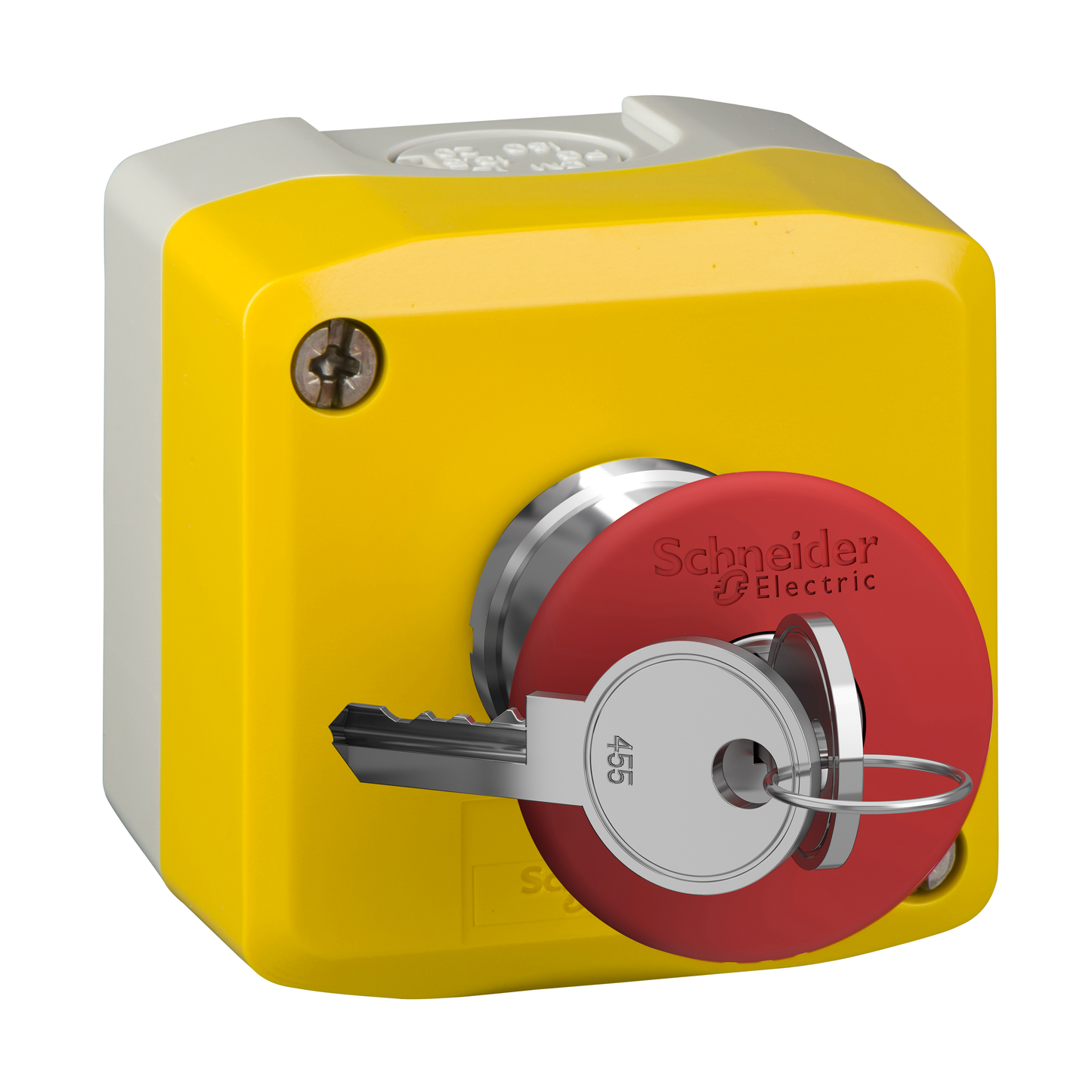 Schneider Electric-XALK188-Harmony XAL - boite jaune arrêt urgence rouge - pouss tourner à clé - 1O - Ø40