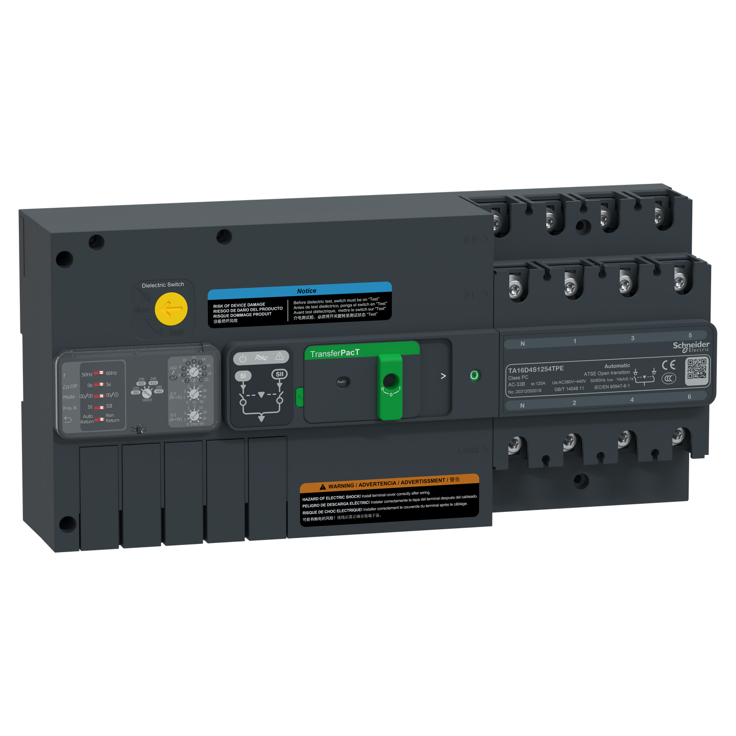 Schneider Electric-TA16D4S1254TPE-TransferPacT TA160 - inverseur de sources - commutateurs - 125A - 4P - 400Vca