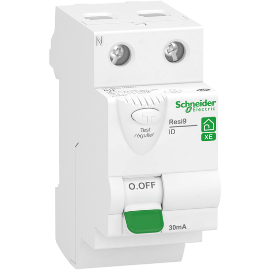 Schneider Electric-R9ERC225-Resi9 XE - interrupteur différentiel - 2P - 25A - 30mA - Type AC - embrochable