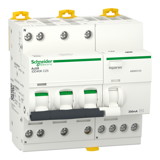 Schneider Electric-A9DK5725-Acti9 iDD40K - Disjoncteur dif - 3P+N - 25A - Crb C 4500A/4,5kA - 300mA Type AC