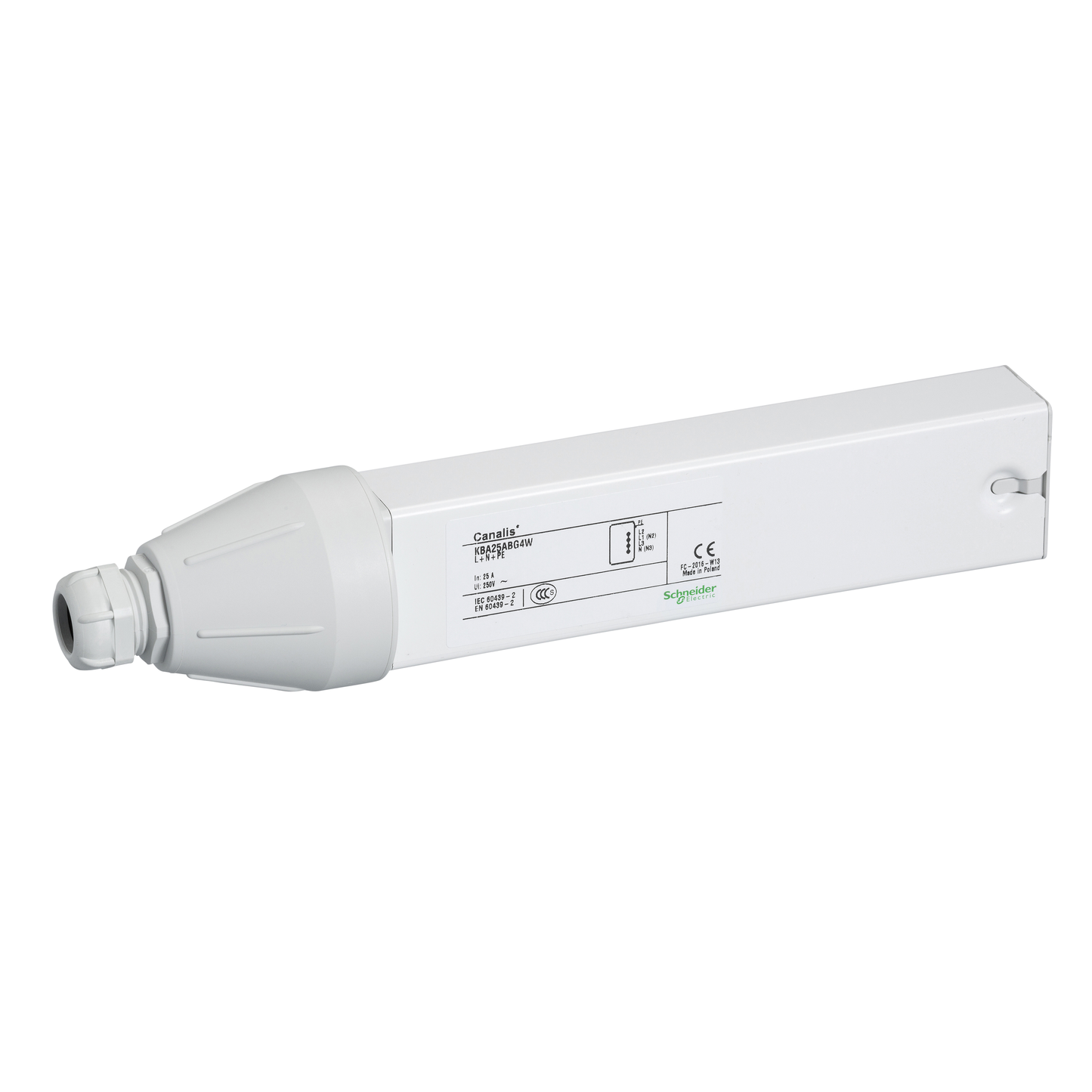Schneider Electric-KBA25ABG4W-Canalis KBA - embout d'alimentation gauche 25A - blanc