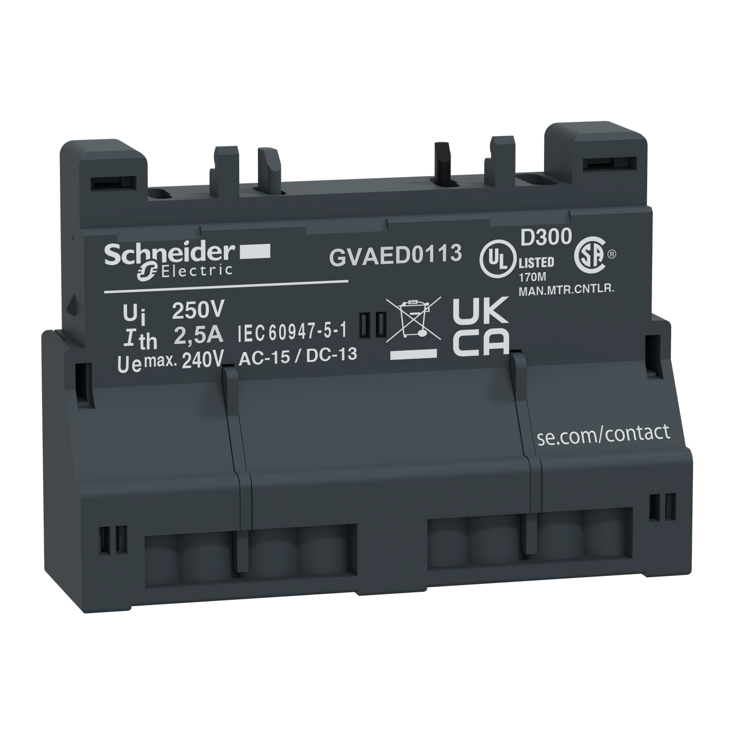 Schneider Electric-GVAED0113-TeSys GV - Block additif frontal 1 nc 1 no defaut version borne ressort