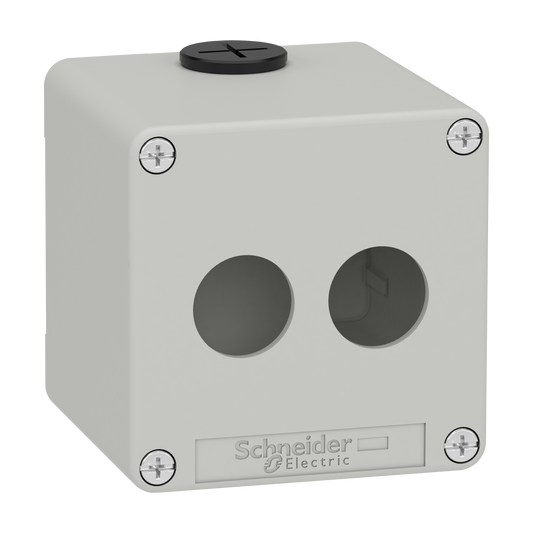 Schneider Electric-XAPD1502-Boite métal vide grise - M20 x2 - 2 trous 22 mm - 80x80x77 mm - UL cULus