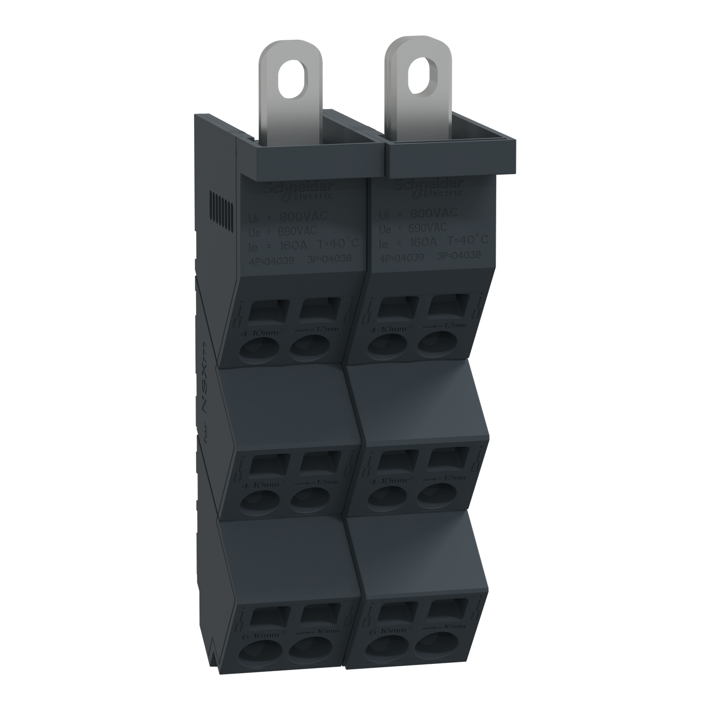 Schneider Electric-LVS04038-Linergy DP - Répartiteur NSXm 3P - 160A Icc 70kA - connect 3x(4x10mm² + 2x16mm²)