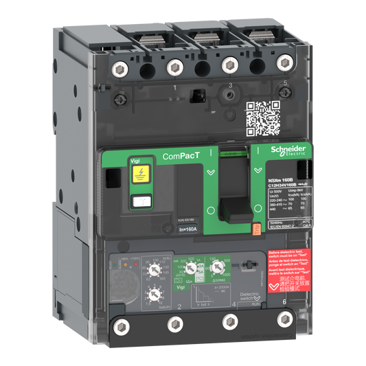 Schneider Electric-C11N34V050B-ComPacT NSXmN - disj Vigi - MicroLogic 4.1 50A - 3P3D - 50kA - borne à cosses