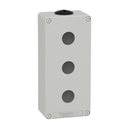 Schneider Electric-XAPD3203-Boite métal vide grise - M25 x2 - 3 trous 22 mm - 80x175x51,5 mm