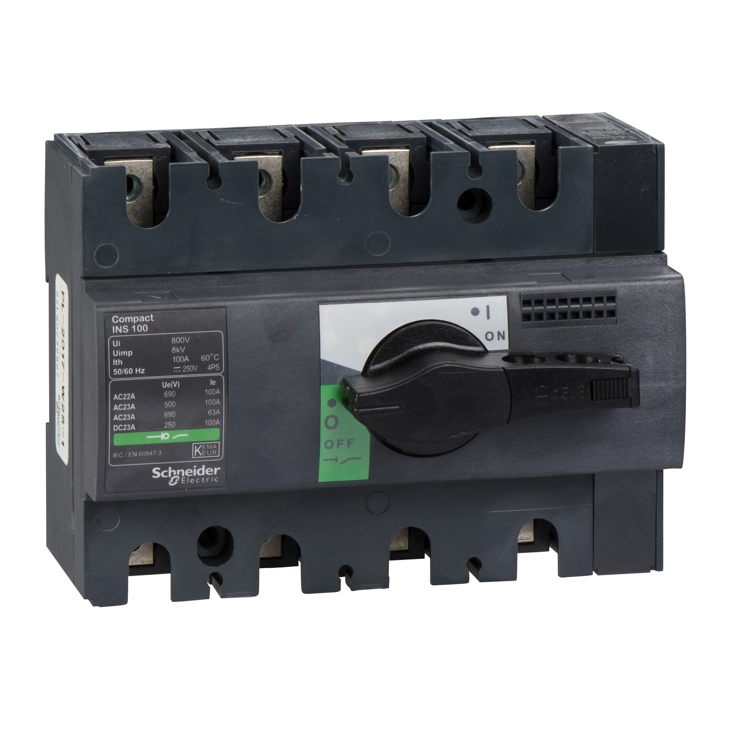 Schneider Electric-28909-ComPacT INS - Interrupteur sectionneur - INS100 4P 100A - poignée noire