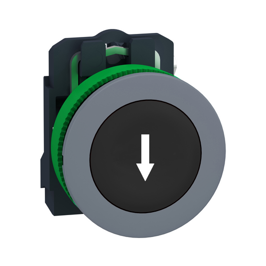 Schneider Electric-XB5FA3351C0-Harmony XB5 - bouton poussoir - Ø22 - col flush grise - marqué - noir - 1F