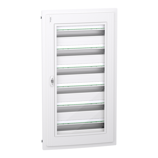 Schneider Electric-LVSXH624-PrismaSeT XS - Coffret plastique encastré 6 rang. 24 modules - avec porte transp