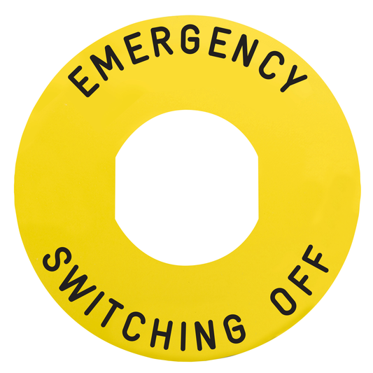 Schneider Electric-ZBY9360-Harmony étiquette circulaire Ø60mm jaune logo EN13850 EMERGENCY SWITCHING OFF