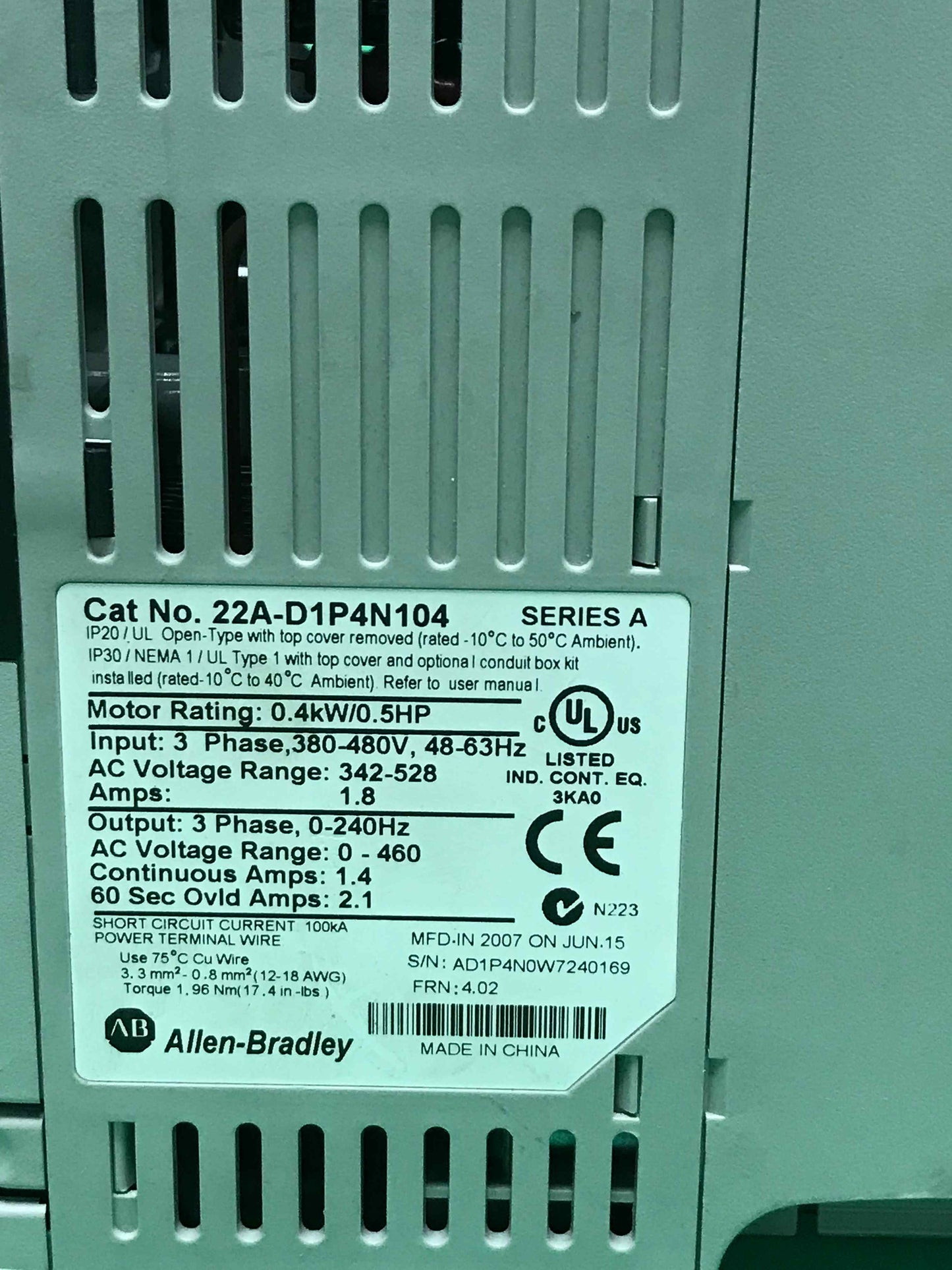 Allen-Bradley-22A-D1P4N104/22AD1P4N104