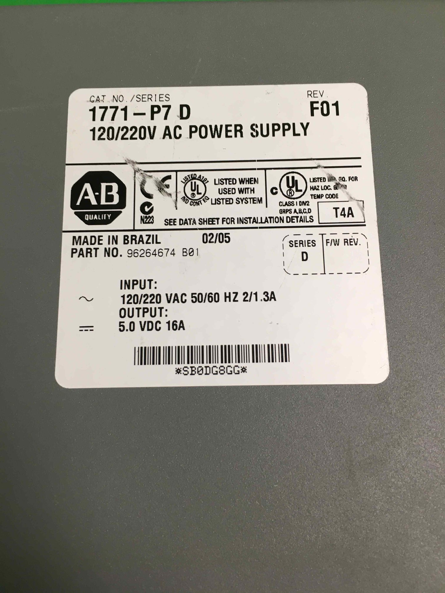 Allen-Bradley-1771-P7 D F01/1771P7DF01