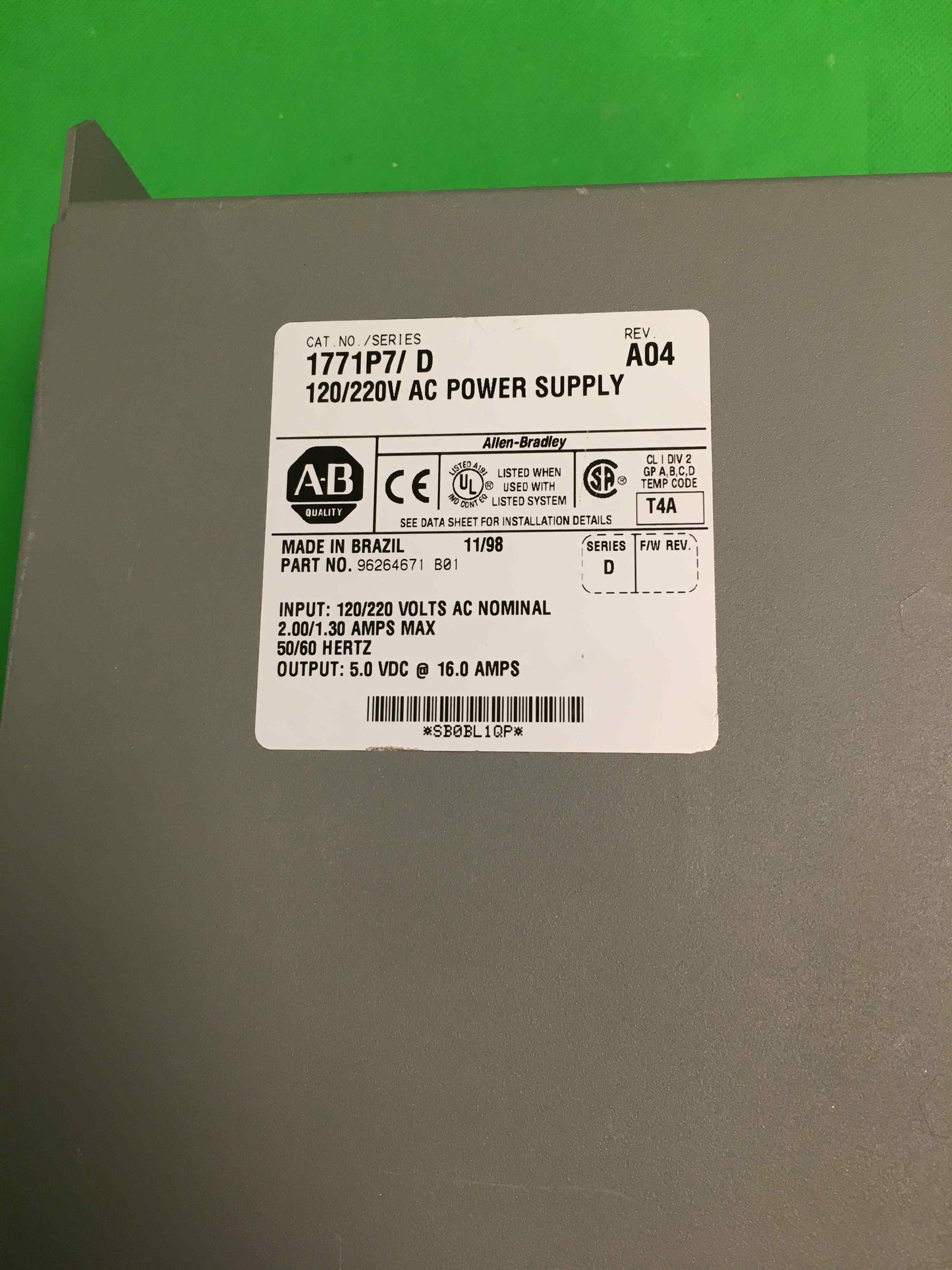 Allen-Bradley-1771P7 D A04/1771P7DA04